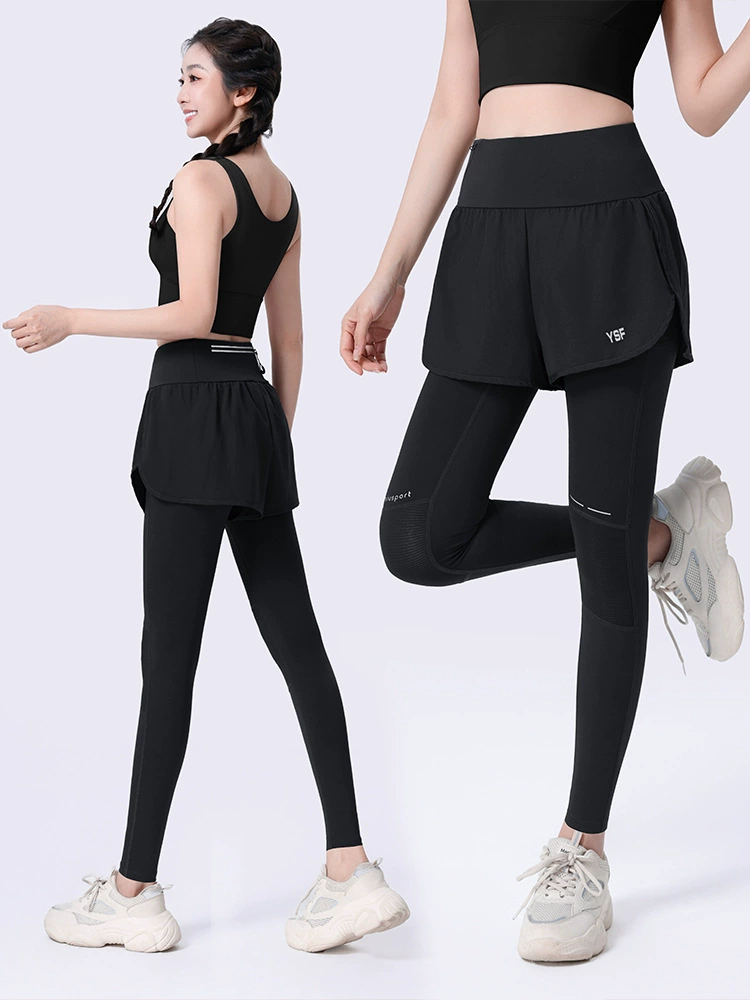 Спортивная йога одежда, спортивные л leggings с шортами, комплект, брюки, быстросохнущее белье для коррекции формы бедер, высокая талия, для бега, плюс размер