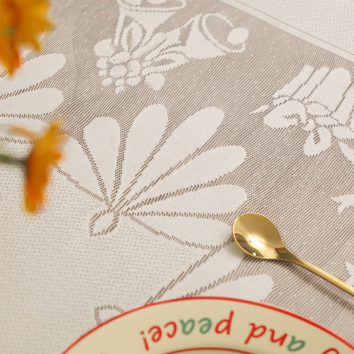 Amazon transfronterizo nuevo estilo de Navidad diversión tela de mesa urdimbre encaje decoración de tela de mesa de Navidad TEMU