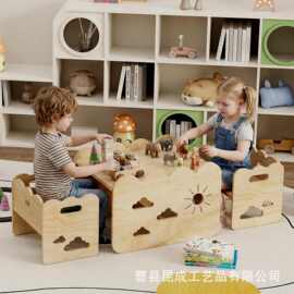 跨境木质儿童桌椅套装实木幼儿桌椅套装断奶宝宝餐桌椅套装