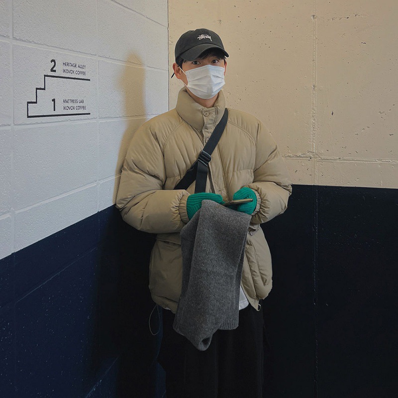 MYQ collar de pie Chaqueta de algodón acolchado invierno de los hombres Nuevo estilo coreano de moda retro engrosada chaqueta acolchada de algodón suelta chaqueta acolchada de algodón caliente