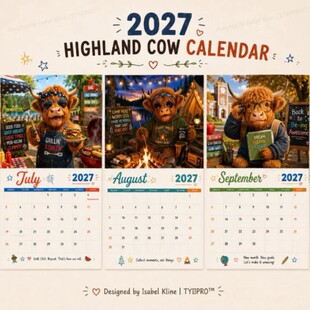 ���¿�Ԅ�����N2027 Highland Cow WallCalendar�ߵ���ţ��v