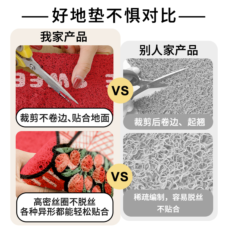 红色喜庆入户门丝圈地垫进门脚垫可裁剪家用玄关地毯防滑耐磨门垫|undefined