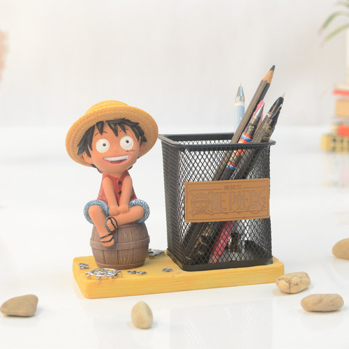 Children's Day Gift Birthday Q-version Resin Creative Pirate King Luffy Pen Holder Stationery Ornament Cartoon Student Gift