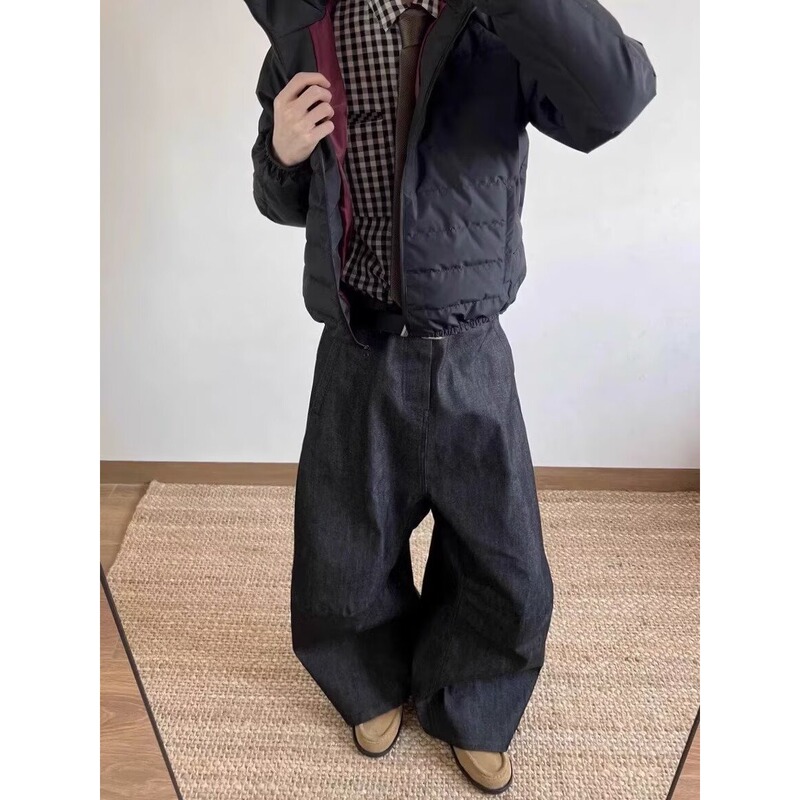 American Old Money Style Original Black and Blue Denim Selvedge Straight-Leg Flared Wide-Leg A-Line Casual Jeans American Old Money Style Original Black and Blue Denim Selvedge Straight-Leg Flared Wide-Leg A-Line Casual Jeans