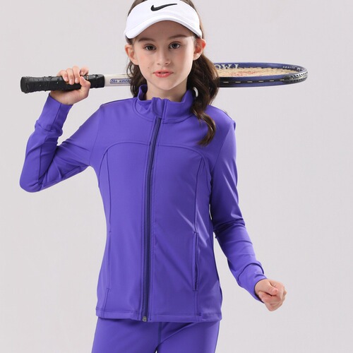 New Autumn/Winter Girls' & Kids' Long-Sleeve Zip-Up Coats – Outdoor Sports, Training, Yoga, and Fitness Tops