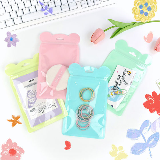 Macaron Self-sealing Bag Color Yin and Yang Pearlescent Bag Cute Cartoon Sealed Bag High Color Value Fine Jewelry Packaging Bag
