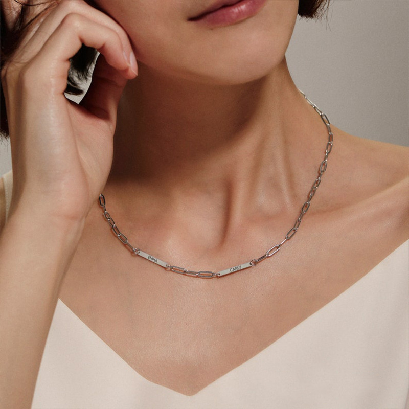 Collana versatile per clavicola da donna in acciaio inossidabile con graffetta in acciaio inossidabile, personalizzata e creativa, fai da te_voghion.com