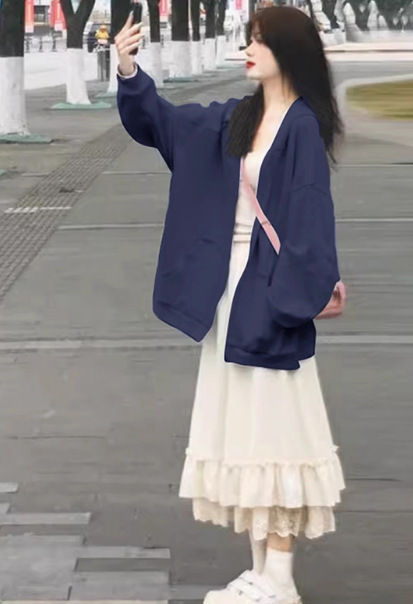 粉色大帽子卫衣外套女春秋韩系慵懒chic女装秋冬季bm穿搭宽松开衫|undefined