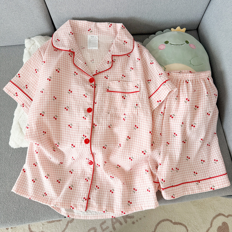 Wholesale Factory Summer Short-Sleeve Cloud Cotton Pajamas for Women, Comfortable Internet Celebrity Hot-Selling Shorts, Can Be Worn Outside, Home Wear Set Wholesale Factory Summer Short-Sleeve Cloud Cotton Pajamas for Women, Comfortable Internet Celebrity Hot-Selling Shorts, Can Be Worn Outside, Home Wear Set