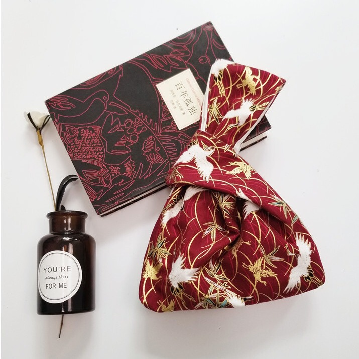 New Japanese style wrist bag knot phone bag canvas bag artistic retro hand purse handbag