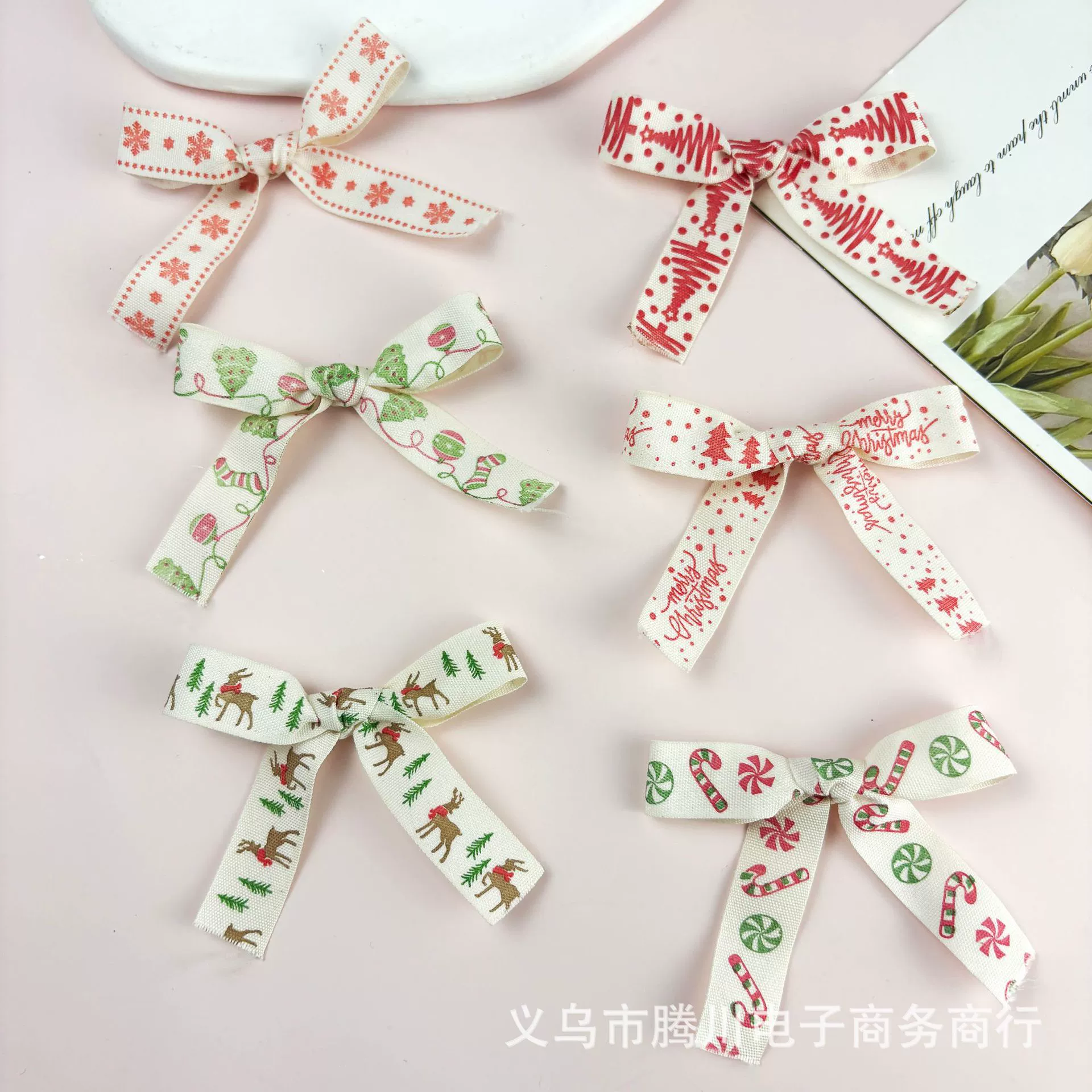 Новые аксессуары для головных уборов из чистого хлопка с бантом для детей, украшения для одежды и елки, ленты для декора