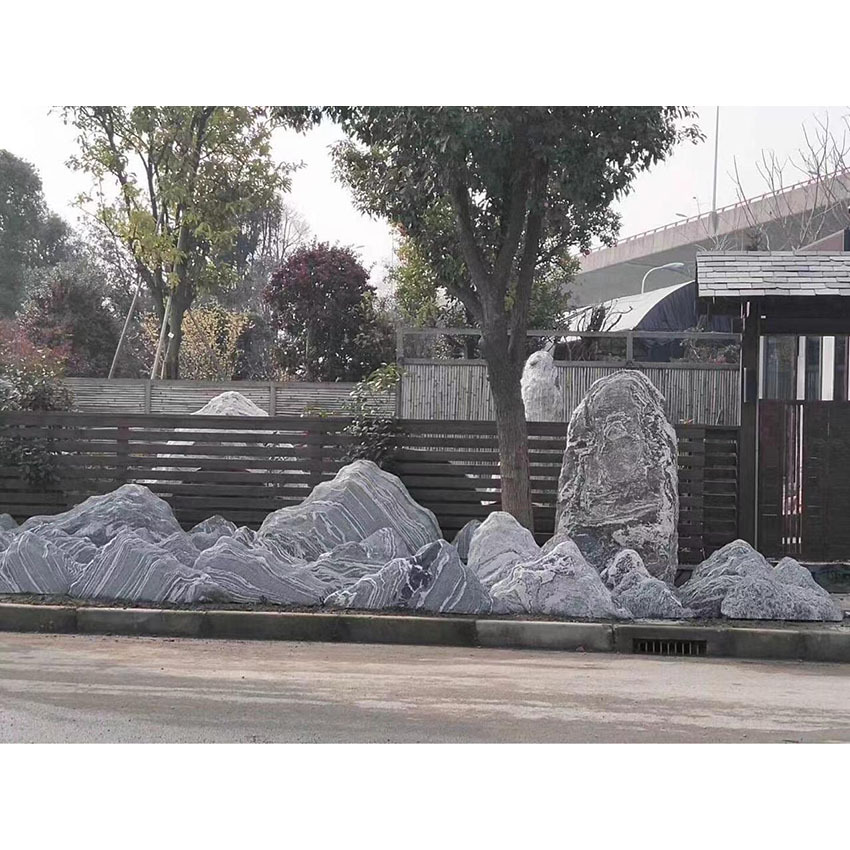 景观雪浪石景墙影壁墙背景墙浪淘沙景石泰山石原石庭院景观墙