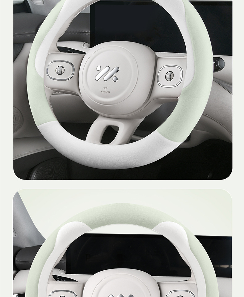Wholesale Bear Ears Short Velvet Warm Winter New Car Handlebar Cover Feels Delicate and Comfortable Plush Steering Wheel Cover