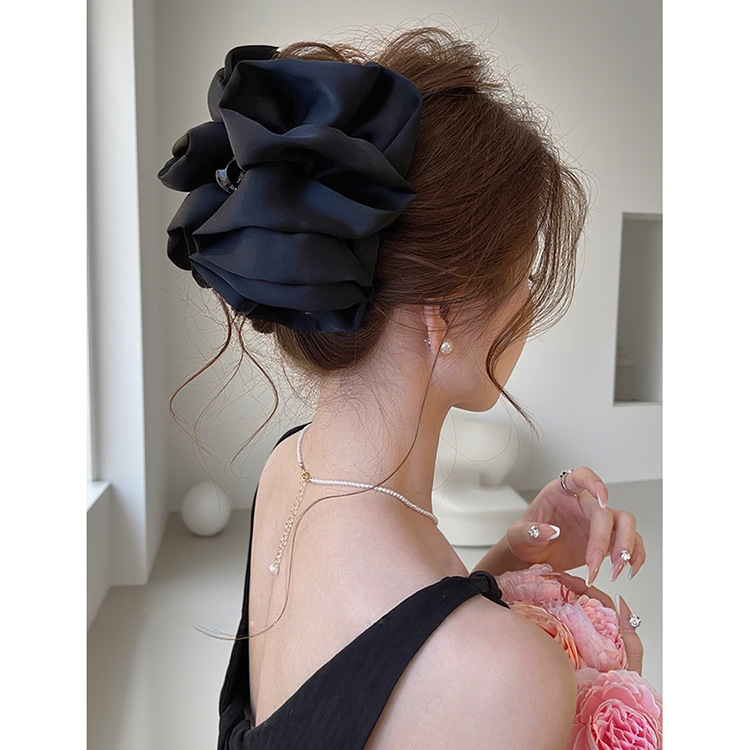 Original Satin Big Cloud Bubble Clip Women's High-End Large Shark Clip on the Back of the Head Showing Face Small Hair Clip Headgear