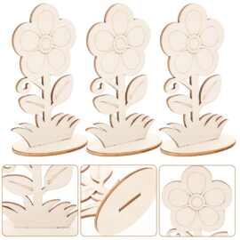 未加工的木制花卉表面可自行涂漆母亲节装饰性花饰或手绘画作材料