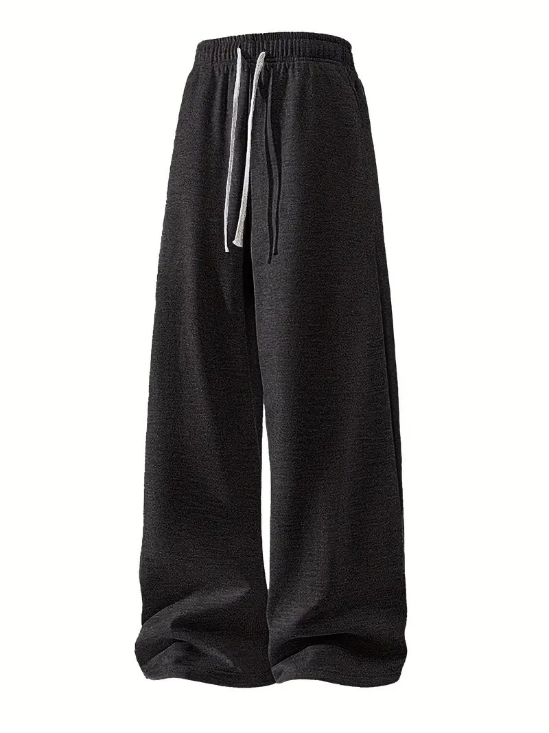 Men's Straight-Leg Pants – Vintage-Inspired Polyester Trousers With Adjustable Drawstring (Unisex Streetwear Style)_viptrois.com