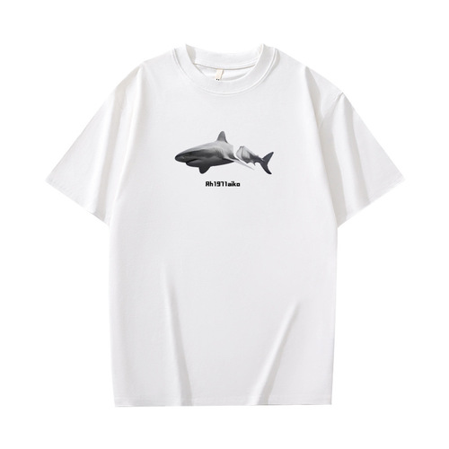 Cotton Short Sleeve T-Shirt for Men - Summer, INS Style, Hong Kong Trend, Half-Sleeve, Loose, Couple's Set, T-Shirt, Round Neck, Printed