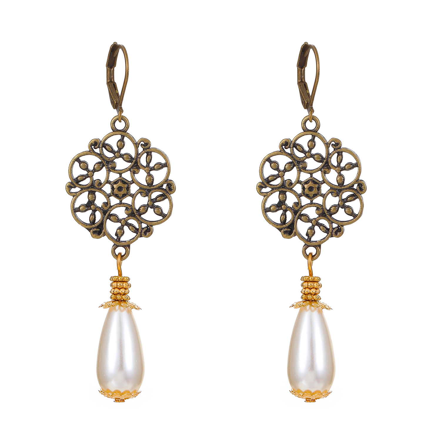 Orecchini a forma di fiore con design creativo da donna Instagram, di lusso e leggeri, in perle francesi_voghion.com