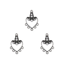 DIY 锌合金饰品配件 爱心 多吊挂件 民族风项链 耳环发簪流苏吊坠