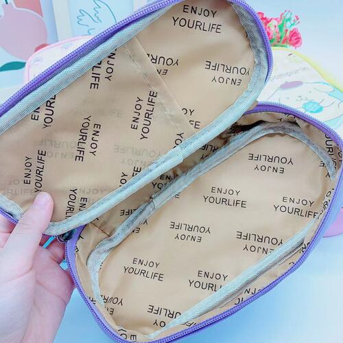 Cute Cartoon Collection PU Pen Bag New Grid Korumi Little White Storage Bag Zipper Stationery Box