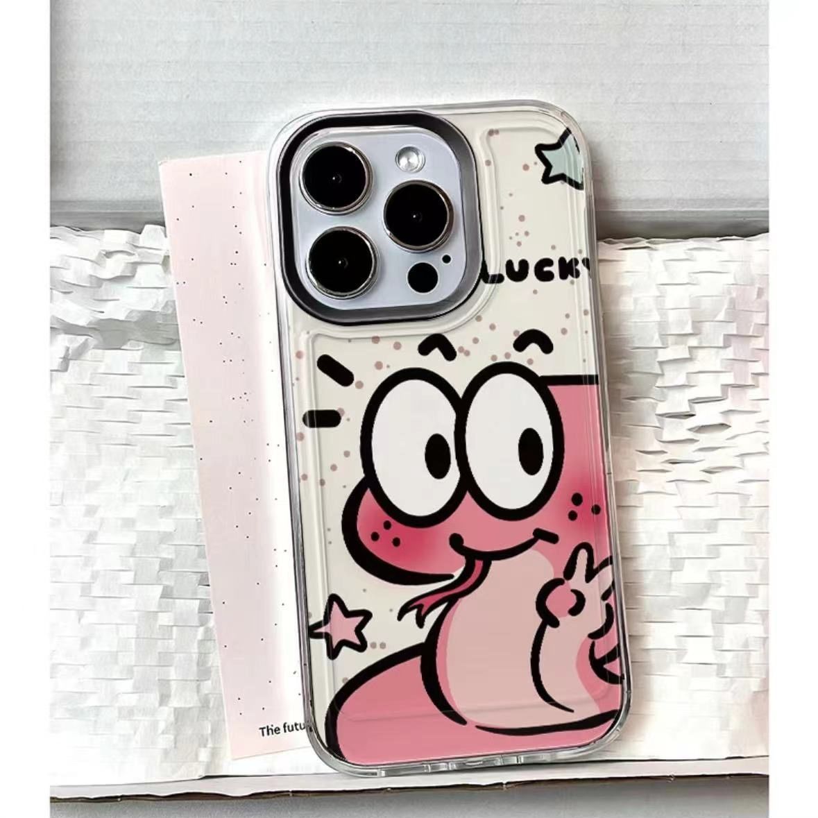 Protective Phone Case For IPhone 16 15 14 13 12 11 Pro Promax Plus Super Cute Biye Snake Mobile Phone Case Transparent All-Inclusive Soft Case_voghion.com