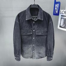 2024男装冬季老花牛仔羽绒服翻领白鸭绒男士羽绒御寒衬衫潮 2887