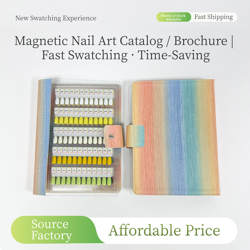 Oem/Odm Magnetic Nail Polish Storage Book Pu Leather Acrylic Color Board Color and Style Display Tool Cross-Border