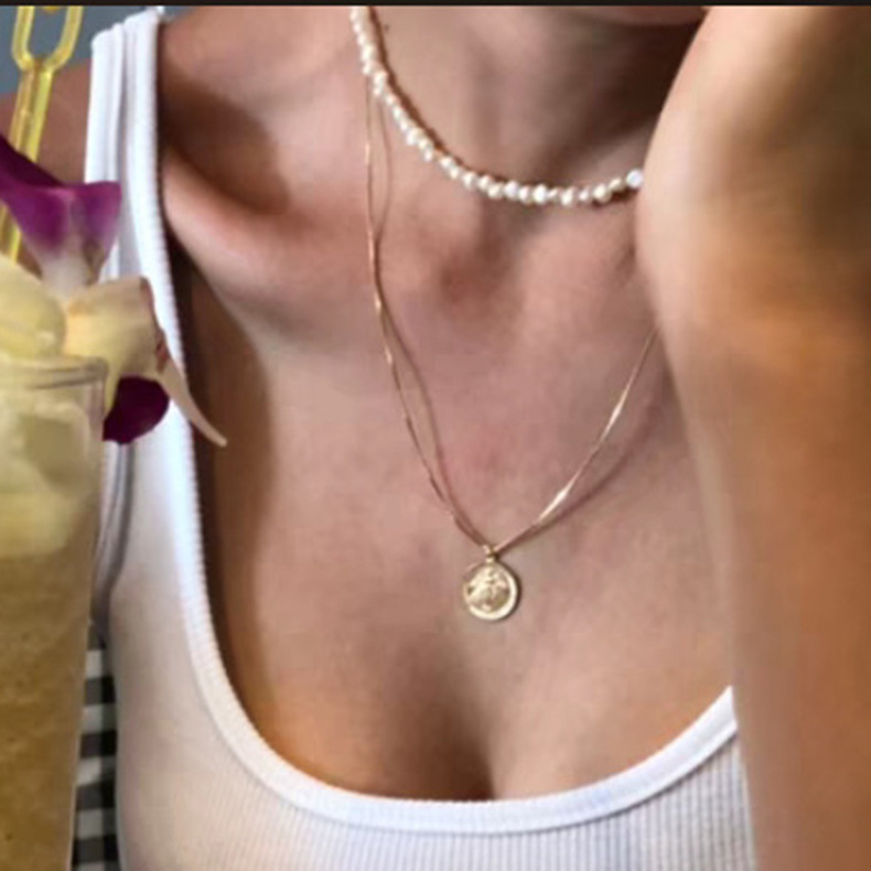Women'S Gender Beaded, Plating Design Elegant Solid Color Pearl Titanium Steel Beaded Plating Necklace 1 Piece