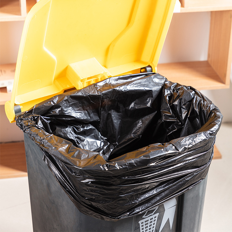 Bolsas de basura grandes Deli para uso doméstico y de oficina, bolsas de basura de plástico grueso, bolsas de basura de plástico desechables.