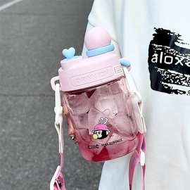希乐勃勃猴水杯男女生高颜值儿童上学专用斜挎双饮水壶便捷吸管杯