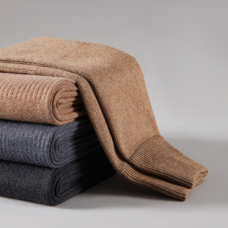 Autumn and winter thickened knitted wool pants with sheep wool, high-waisted, unisex for middle-aged and elderly, cold-proof and warm leggings