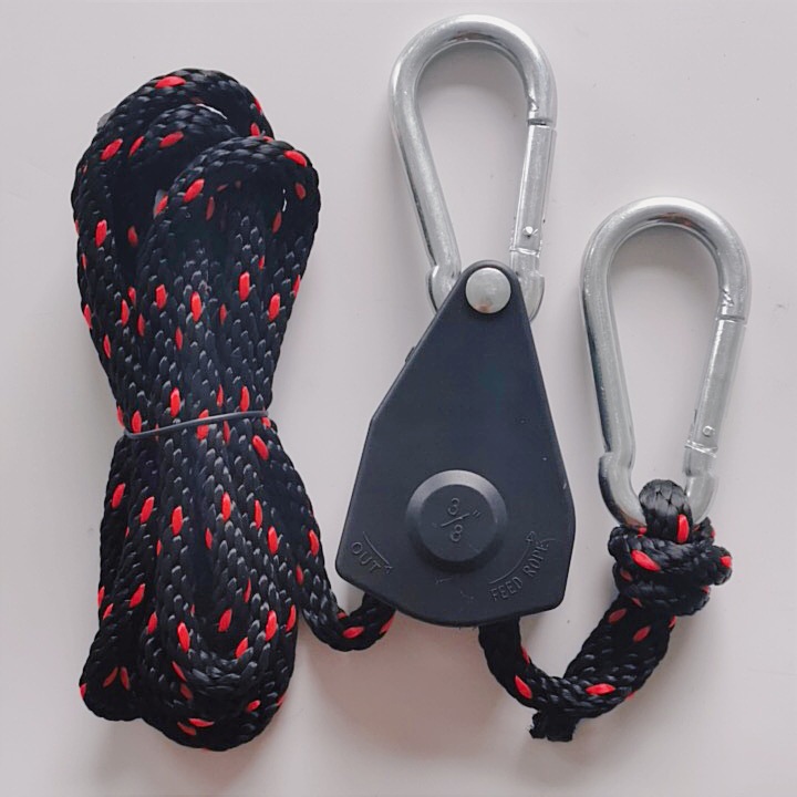 검정색 3/8 초대형 - 금속 바퀴 내장 - 강화 나일론 쉘 - 로프 두께 10mm-3m 검정색 및 빨간색 로프