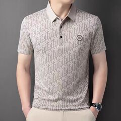 男性の新型ビジネス半袖高級氷糸純色tシャツ中年POLOビジネスカジュアル上着夏襟