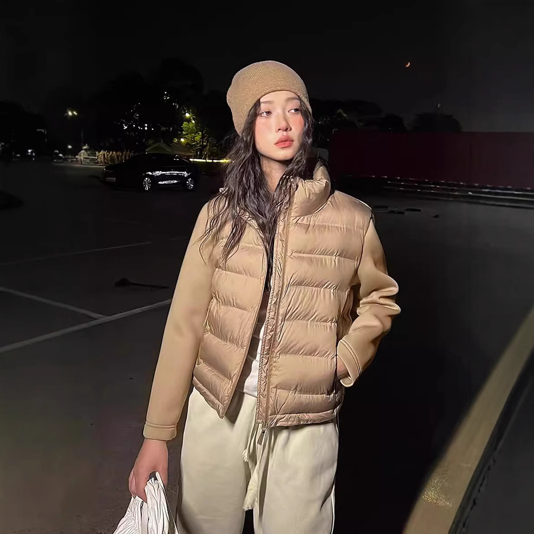 Comercio exterior 2024 otoño y invierno nuevo estilo extranjero chaqueta de algodón corta delgada chaqueta de algodón de estilo europeo y americano chaqueta de empalme