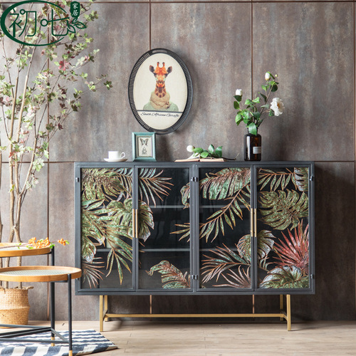 American-style entryway console cabinet, iron tea water cabinet, living room cabinet, retro dining side cabinet, shop display window, decorative cabinet