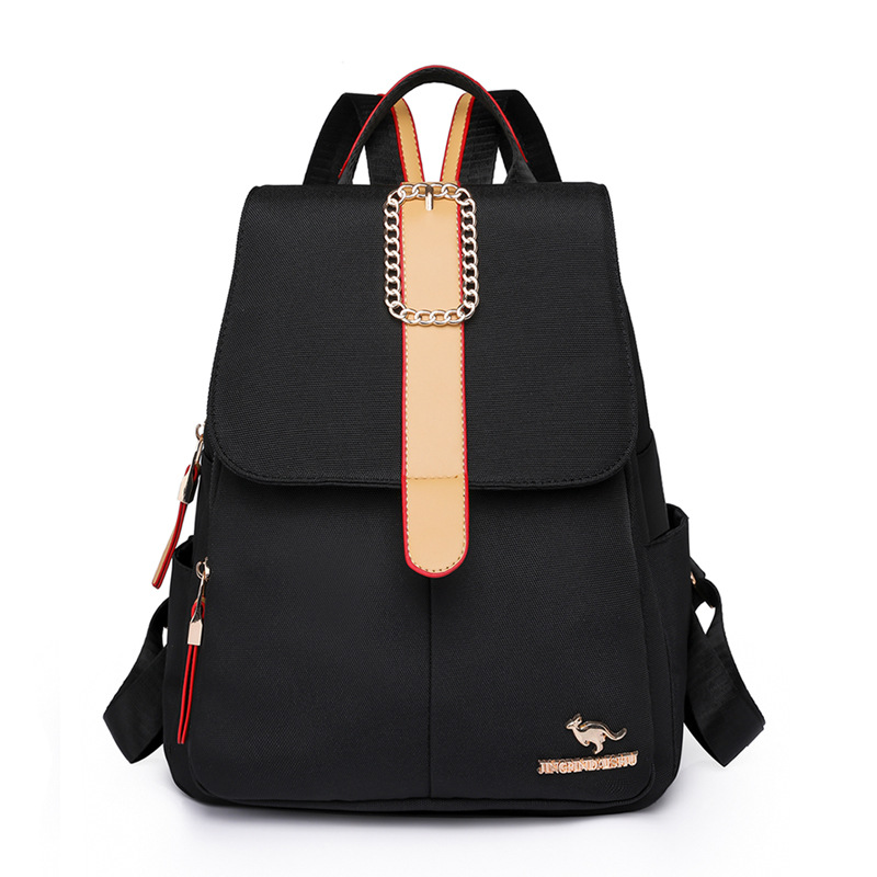 Fábrica al por mayor 2024 nueva casual mochila de nylon de las mujeres moda contraste color mochila de viaje de gran capacidad