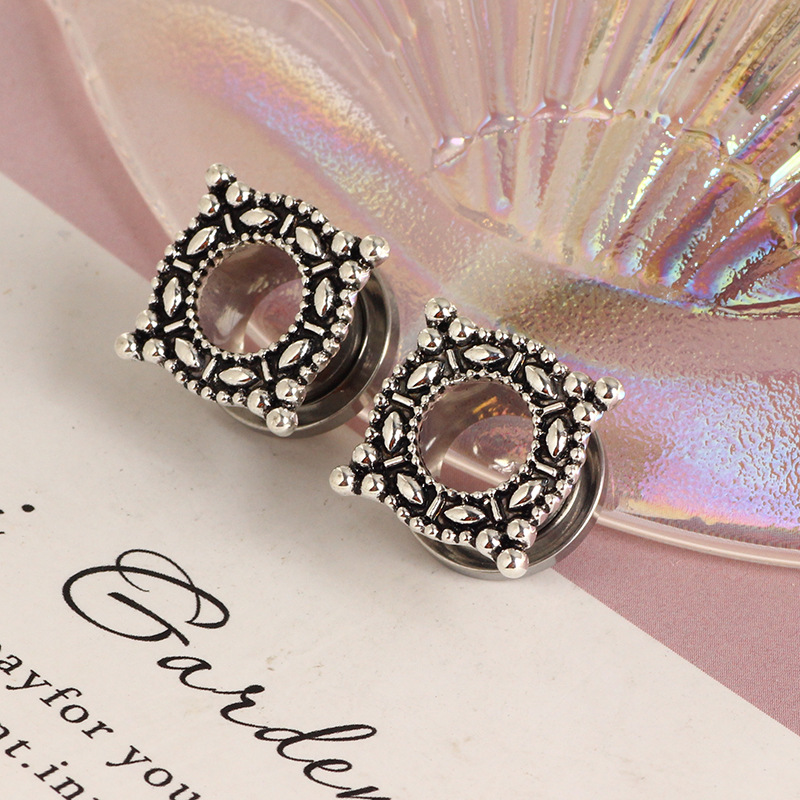 Stainless Steel Auricle Pentagon Channel Ear Expansion Earrings for Cartilage Piercing - Trending 2022 Summer detail image 7