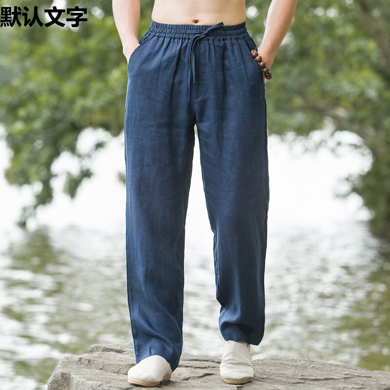 Linen Men's Pants Retro Chinese Style Men's Summer Loose Thin Straight Trousers Men's Cotton and Linen Casual Trendy Pants Linen Men's Pants Retro Chinese Style Men's Summer Loose Thin Straight Trousers Men's Cotton and Linen Casual Trendy Pants