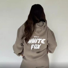 现货whitefox原版尺寸欧美跨境爆款发泡印花连帽卫衣
