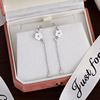 Fashionable long earrings, cute zirconium with tassels, Korean style, flowered