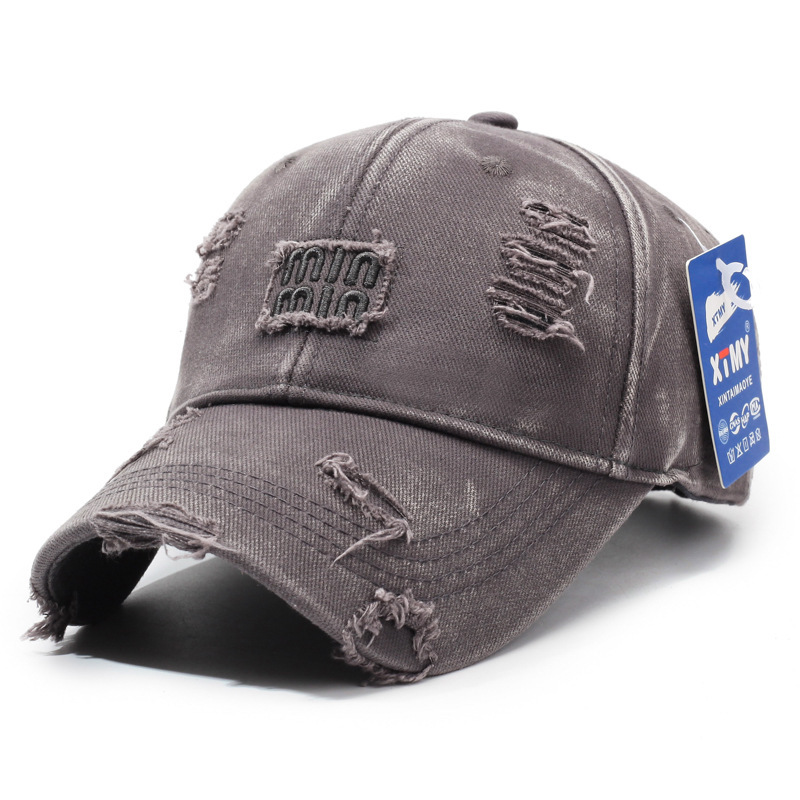 Miu Miu Logo Distressed Cap Grey
