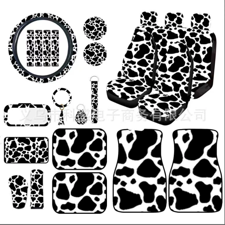 Экспортная торговля, трансграничные поставки исключительно для Европы и Америки, Temu, чехлы для автомобильных сидений с принтом коровьей шкуры, набор из 25 предметов
