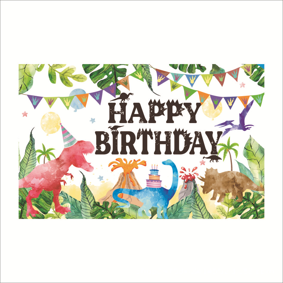 PI211 dinosaurio Bienvenido Bebé Fondo tela cumpleaños banner Fondo cartel copla todo tipo de dibujos animados cumpleaños coloridas banderas pueden