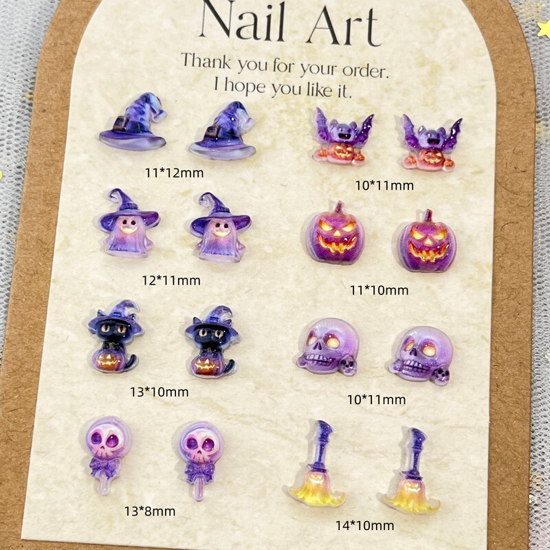 New Halloween cartoon nail art accessories in gradient colors, quirky pumpkin, little ghost, bat resin DIY nail decorations New Halloween cartoon nail art accessories in gradient colors, quirky pumpkin, little ghost, bat resin DIY nail decorations