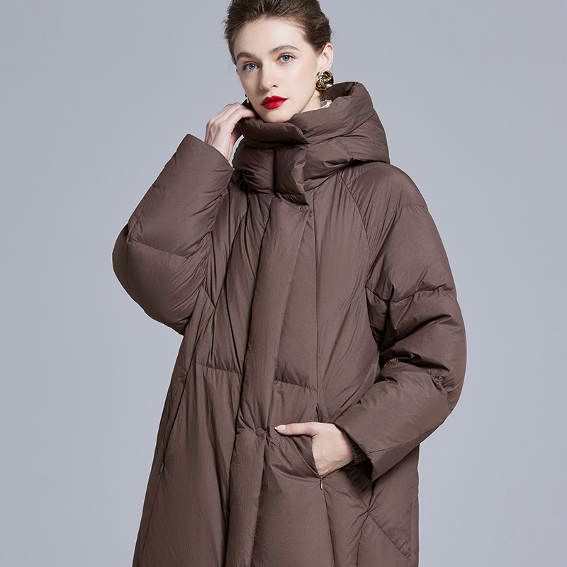 Original Design 2025 Winter New Korean Style Large-Profile Women's Cocoon-Shaped Long down Jacket Thickeneded Loose Large Size Jacket