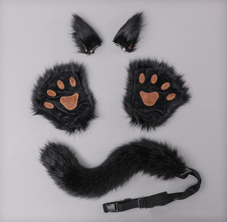 Halloween Cosplay Set di orecchie e coda di animali leone mucca giraffa procione cerchietto coda accessori per capelli copricapo fatto a mano pezzo unico_voghion.com