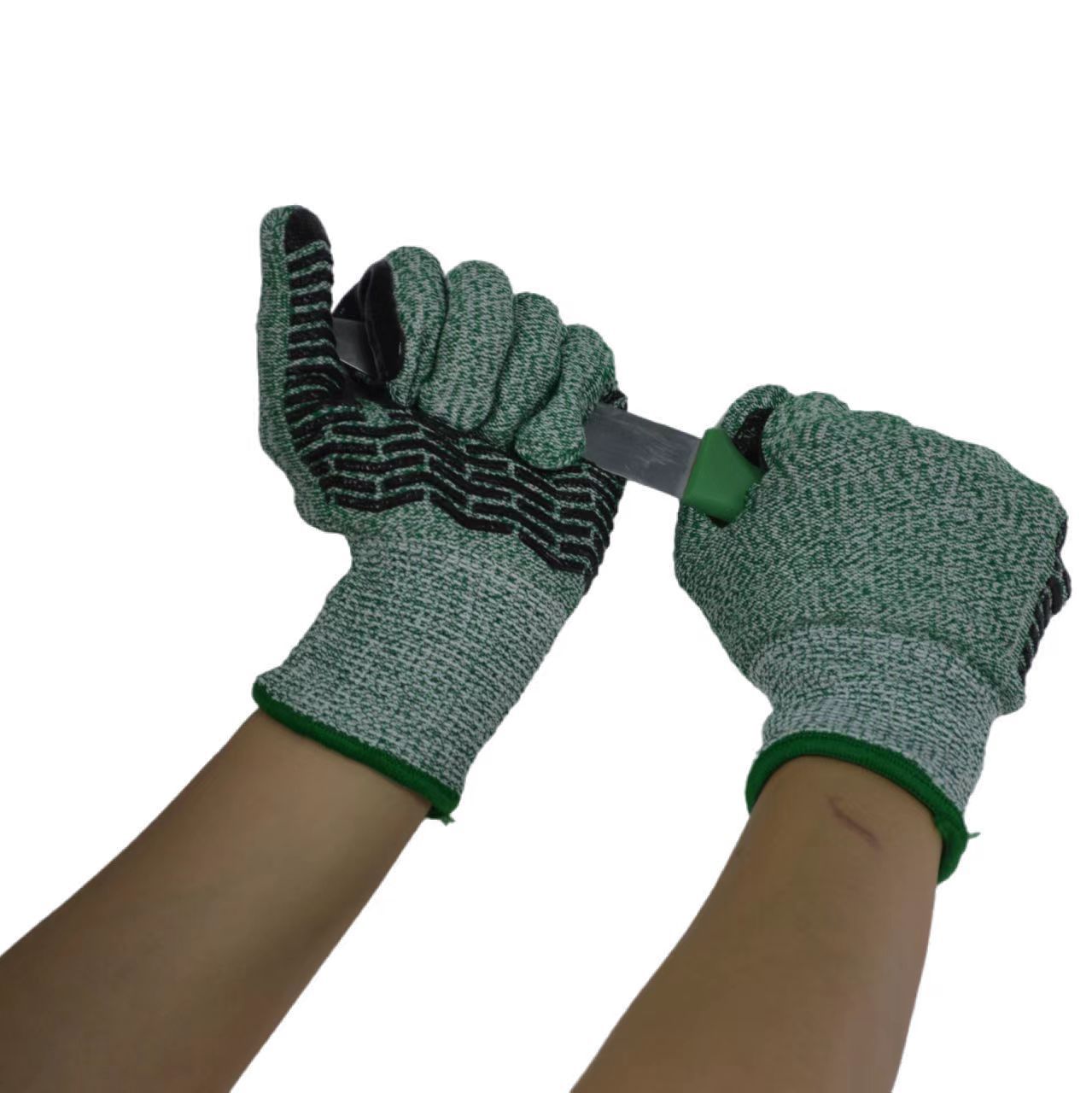 新款硅胶虎口加强止滑防割手套HPPE五级防切割耐磨防护食品级批发