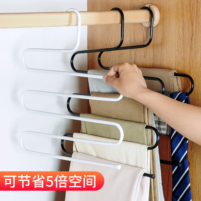 Multi-funcional antideslizante pantalones de rack de 5 capas ropa rack pantalones colgantes bufanda corbata bufanda de seda de almacenamiento percha ropa del hogar percha