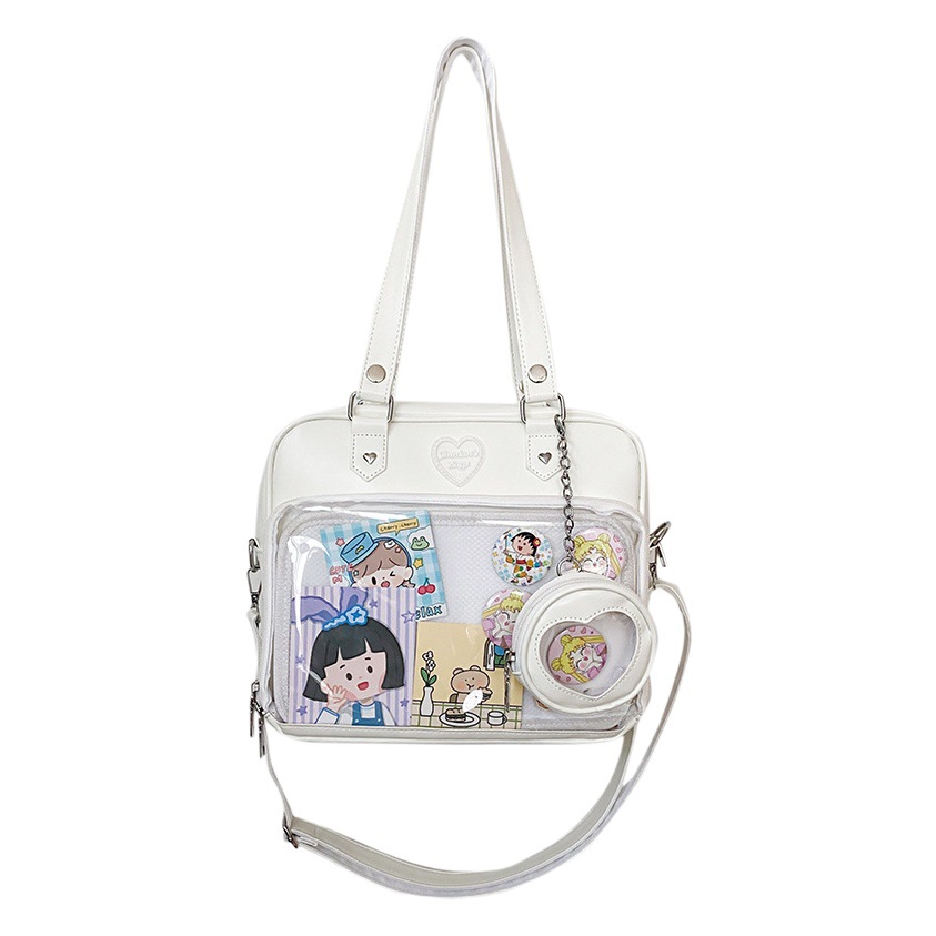 Lindo bolso femenino suave chica estudiante bolsa de dolor bolsa transparente estilo japonés Colegio corbata placa JK bolsa de bebé hombro bolsa de mensajero