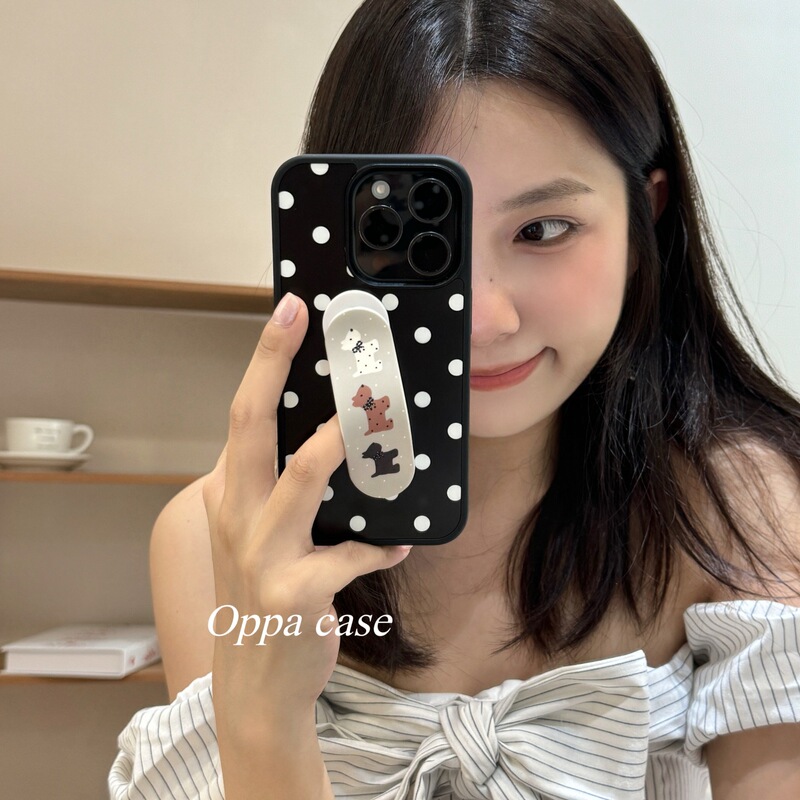 韓国インニッチかわいい水玉模様のバンドエイド子犬ホルダー Apple 16promax 携帯電話ケース iphon に適しています|undefined